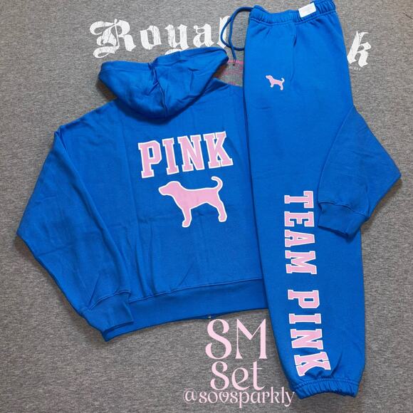PINK Victoria's Secret Tops - Victoria’s Secret PINK Limited Edition Blue Charge Throwback Logo Full Zip - SM